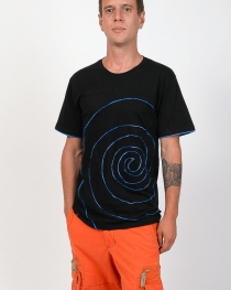 Tee shirt Spirale Tribe Fond Noir design bleu